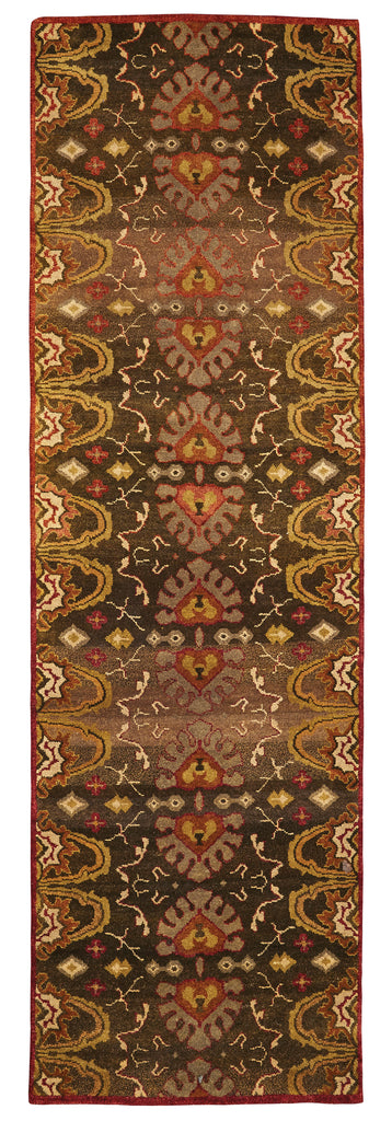 Amzad Transitional Ikat Brown Red Tan Area Rug (2'6" x 8')