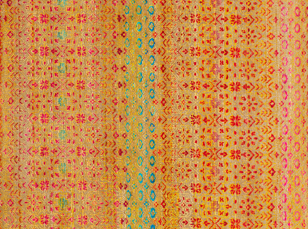 Latham Transitional Floral Botanical Yellow Red Area Rug (8'6" x 11'6")