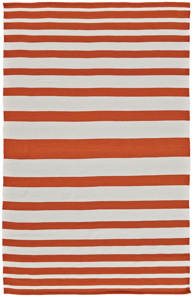 Sargasso I Transitional Stripes Orange White Area Rug (4' x 6')