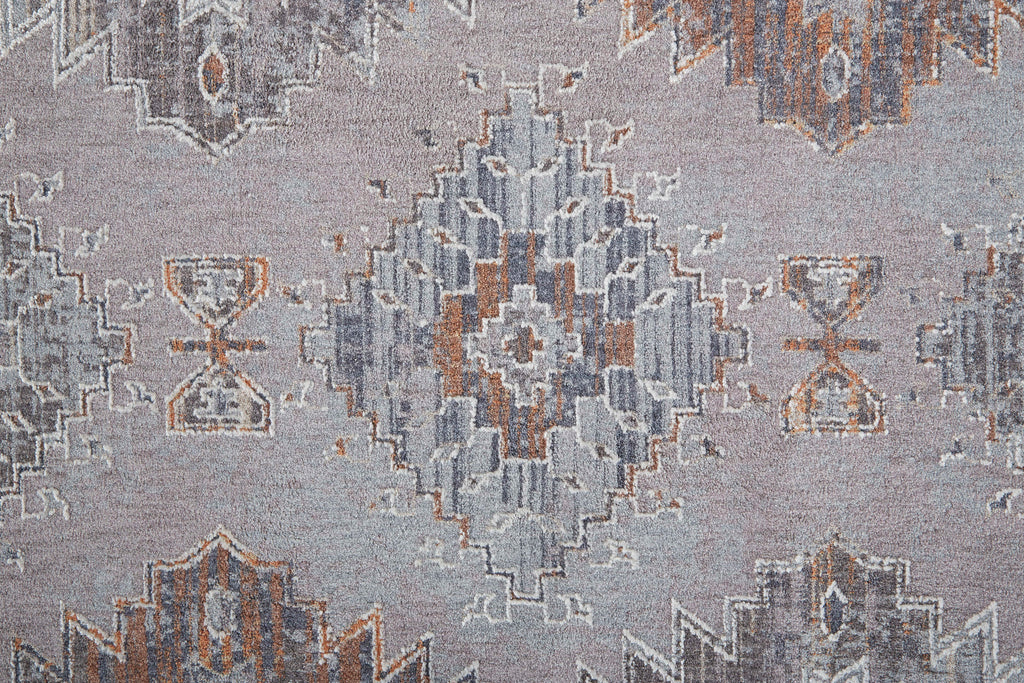 Francisco Transitional Diamond Gray Orange Blue Area Rug (5' x 8')