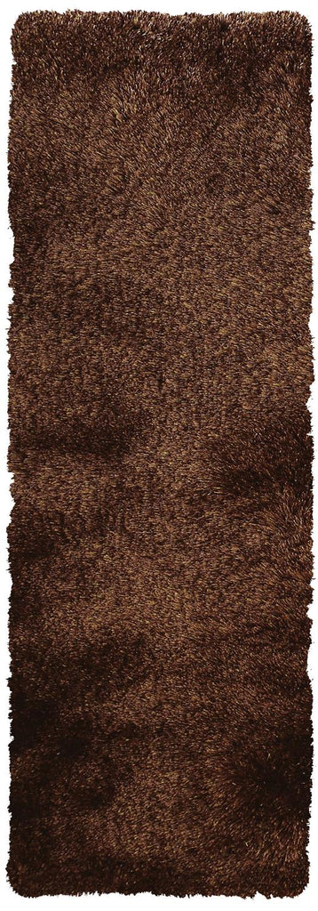 Indochine Modern Solid Brown Area Rug (2'6" x 6')