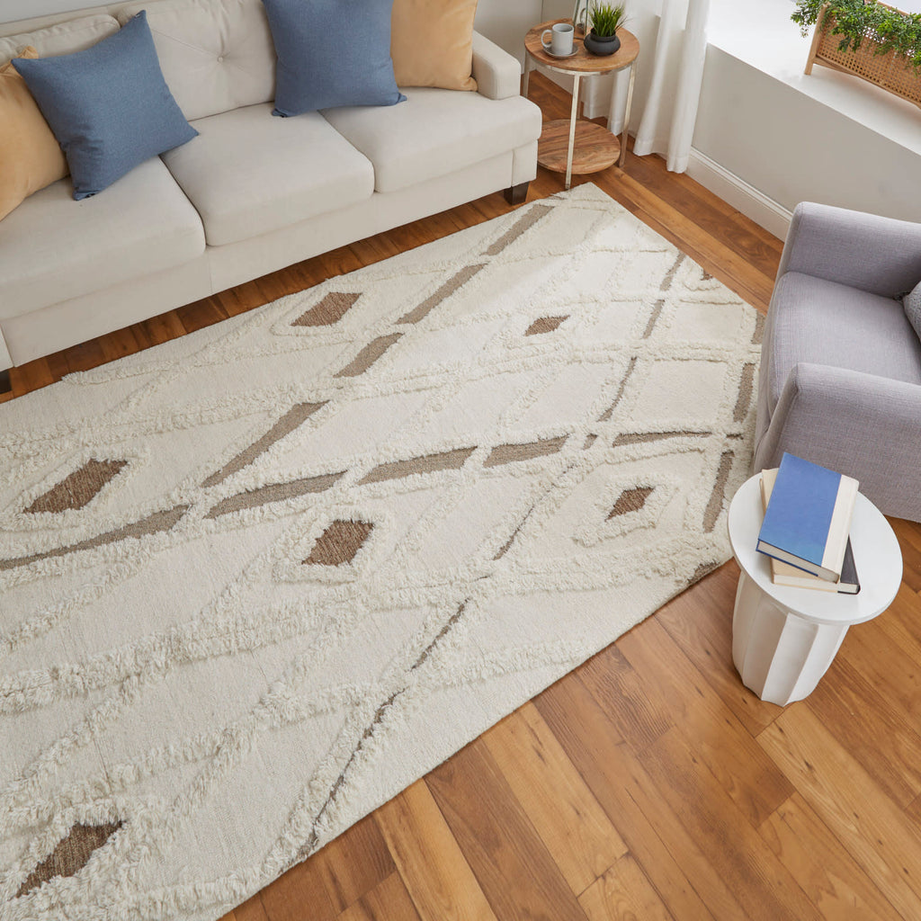 Anica Transitional Geometric Ivory Taupe Brown Area Rug (12' x 15')