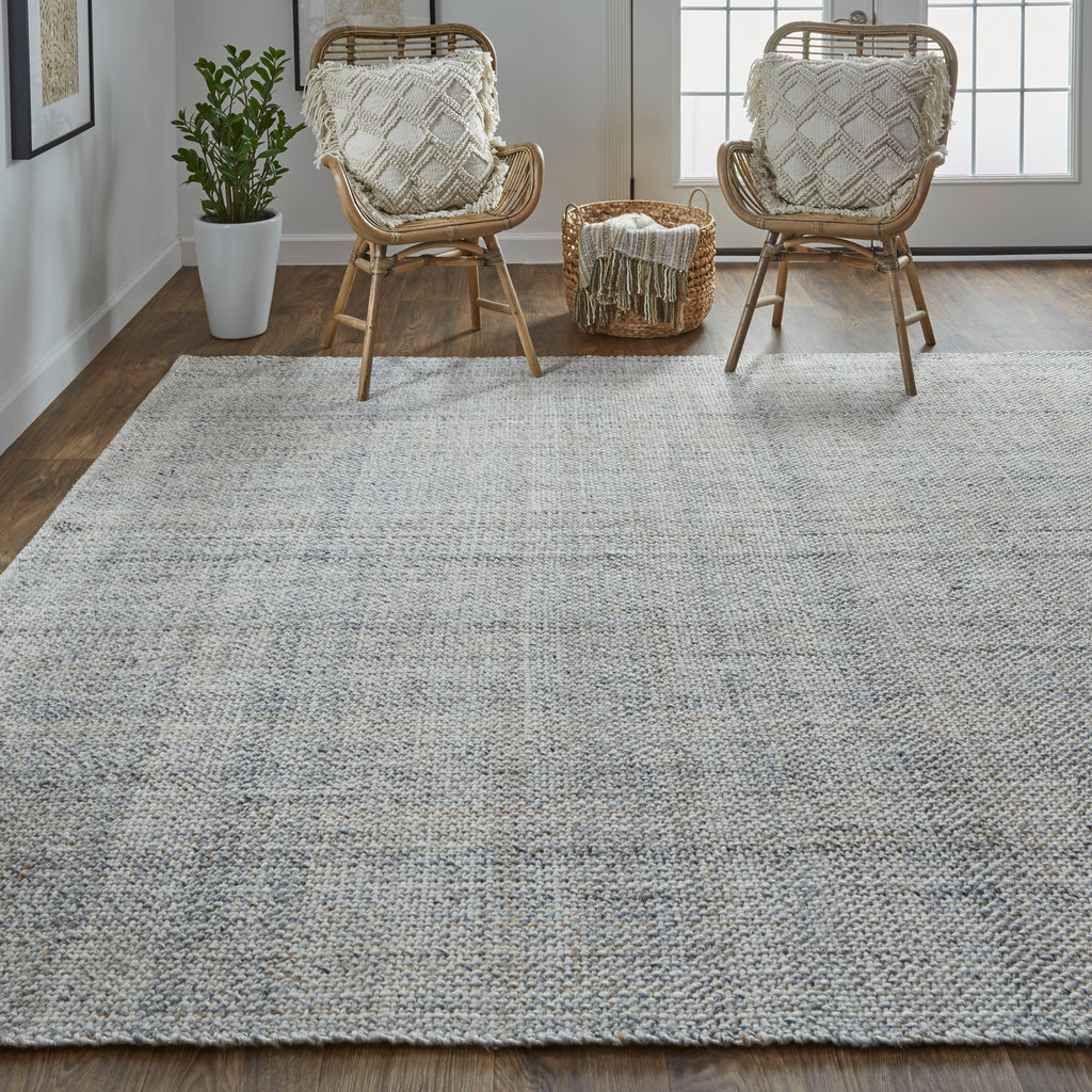 Naples Transitional Solid Ivory Tan Gray Area Rug (9' x 12')