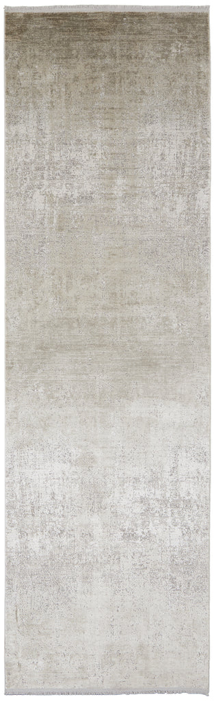 Cadiz Modern Abstract Tan Ivory Gray Area Rug (3'1" x 10')