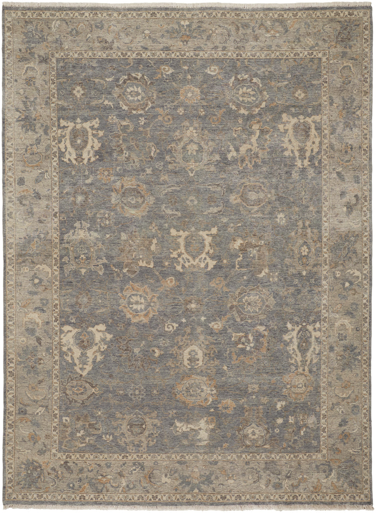 Marabel Transitional Oriental Blue Taupe Ivory Area Rug (3'6" x 5'6")