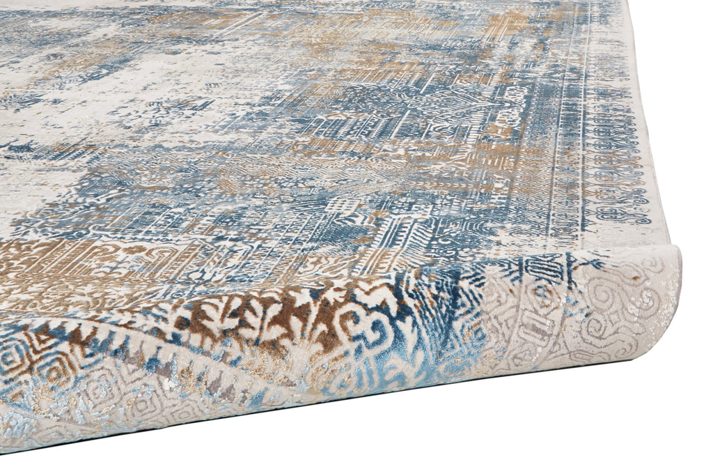 Cadiz Modern Abstract Blue Gray Gold Area Rug (12' x 18')