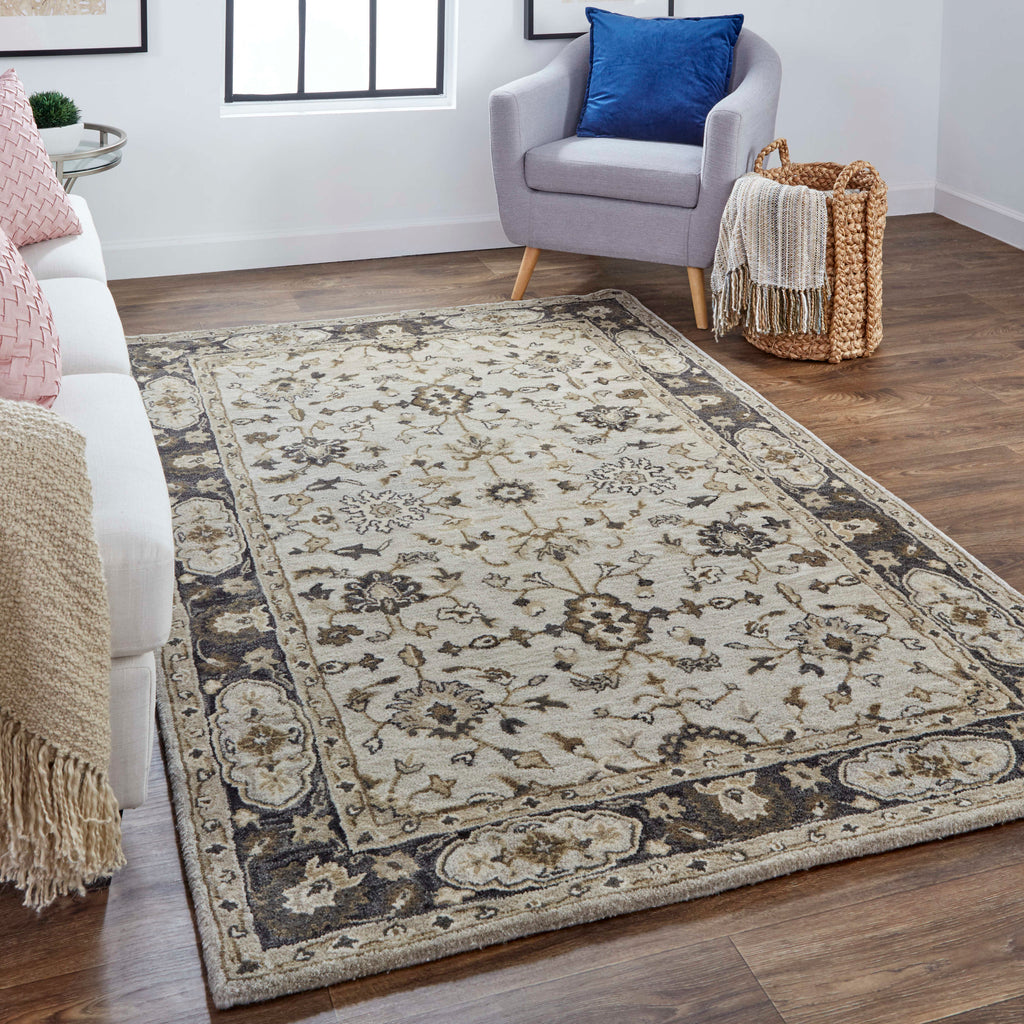 Eaton Traditional Oriental Gray Ivory Taupe Area Rug (2' x 3')