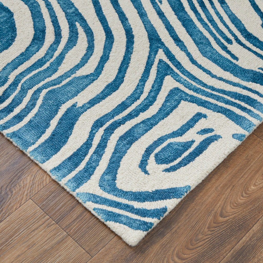 Lorrain Modern Abstract Blue Ivory Area Rug (8' x 11')