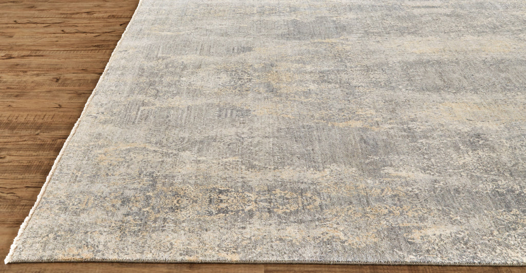 Dalia Modern Damask Gray Tan Ivory Area Rug (4' x 6')