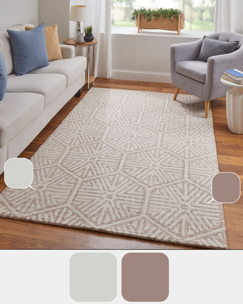 Rhett Transitional Geometric Ivory Taupe Area Rug (5' x 8')