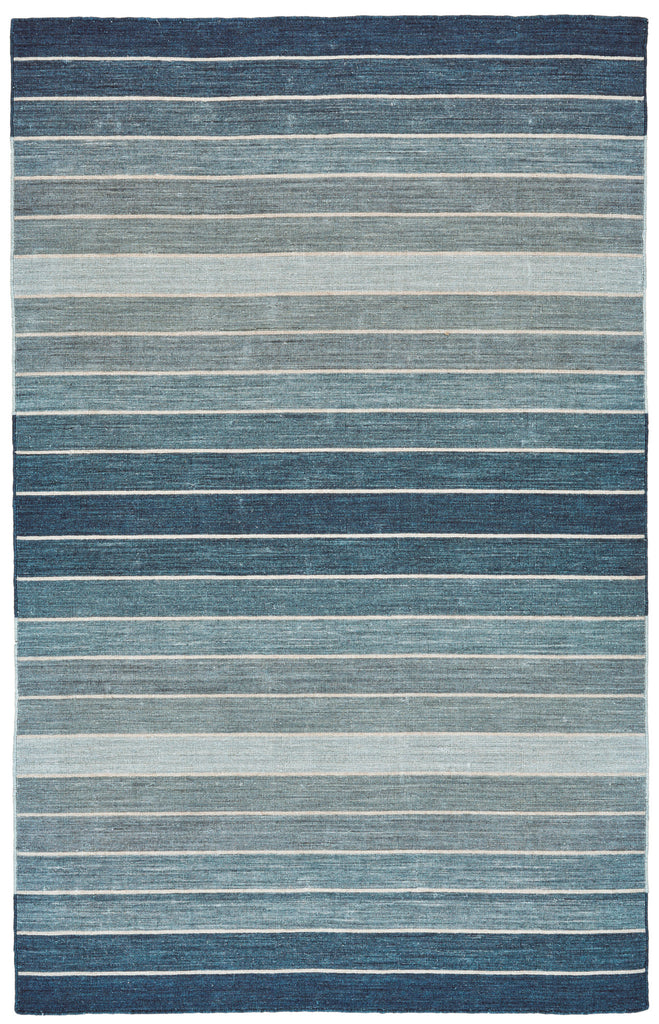 Santino Transitional Stripes Blue Ivory Area Rug (8' x 11')