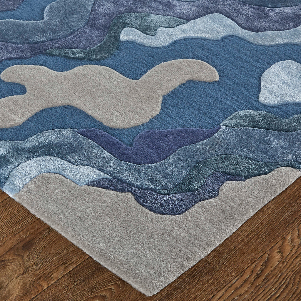 Serrano Transitional Abstract Gray Taupe Blue Area Rug (3'6" x 5'6")