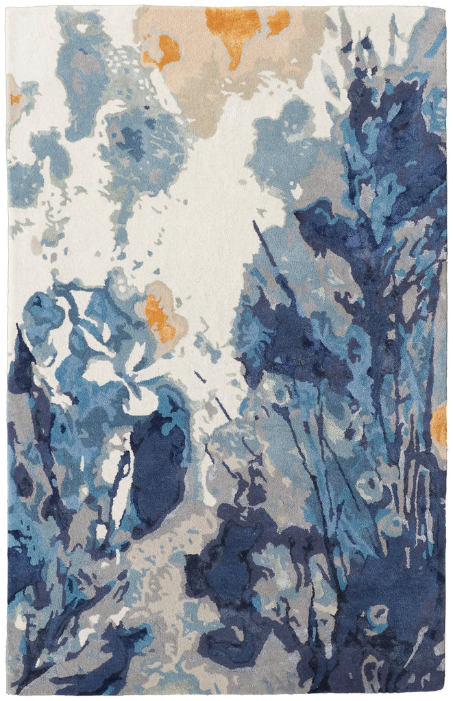 Dafney Transitional Floral Botanical Blue Area Rug (2' x 3')