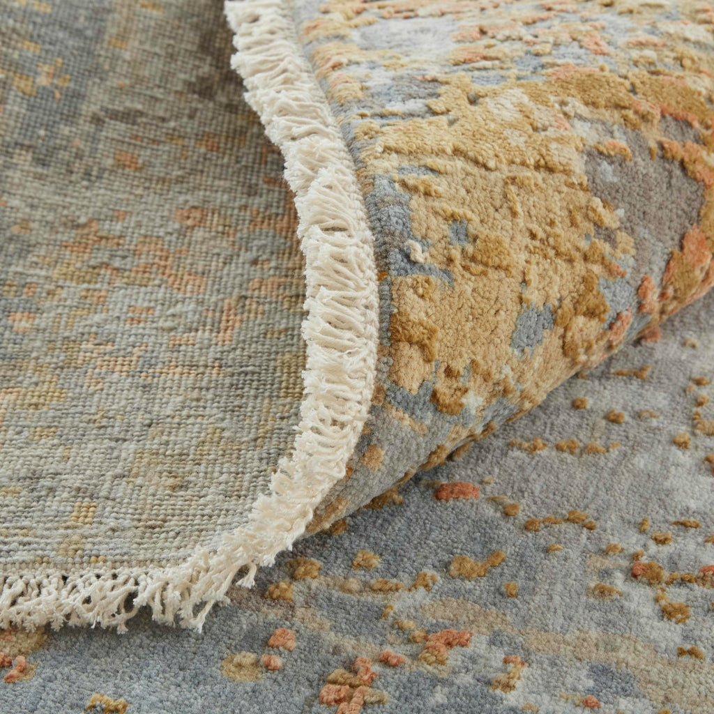 Conley Transitional Watercolor Gray Tan Orange Area Rug (8'6" x 11'6")