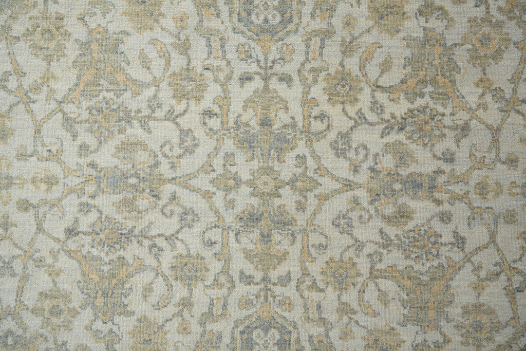 Zander Transitional Oriental Tan Ivory Blue Area Rug (7'9" x 9'9")