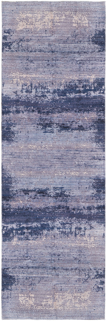 Mathis Transitional Abstract Blue Purple Area Rug (2'7" x 8')