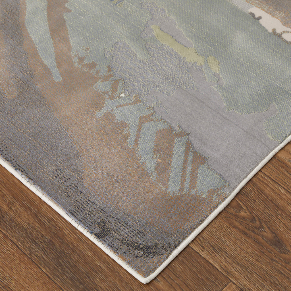 Clio Modern Abstract Green Purple Ivory Area Rug (12' x 15')