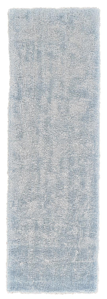 Marbury Modern Solid Blue Ivory Area Rug (2'6" x 8')