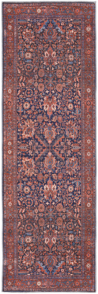 Rawlins Transitional Oriental Red Orange Blue Area Rug (2'7" x 8')