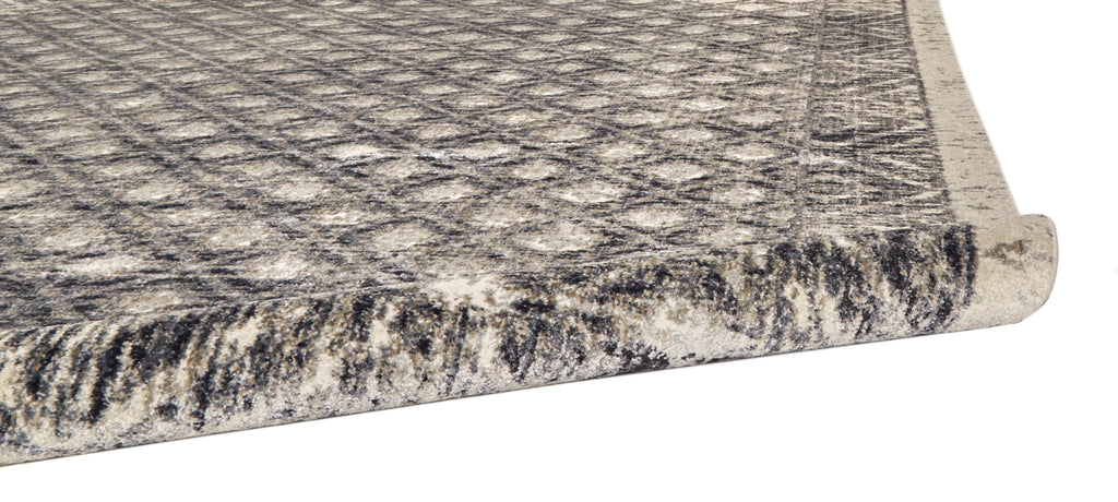 Kano Transitional Diamond Ivory Black Taupe Area Rug (6'7" x 9'6")