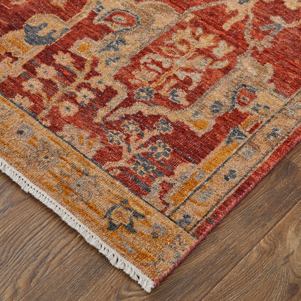 Ronin Transitional Floral Botanical Red Gold Gray Area Rug (9'6" x 13'6")