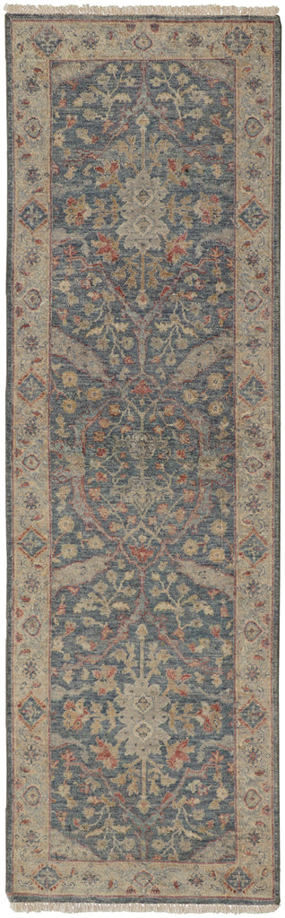 Marabel Traditional Medallion Ivory Gray Blue Area Rug (2'6" x 10')