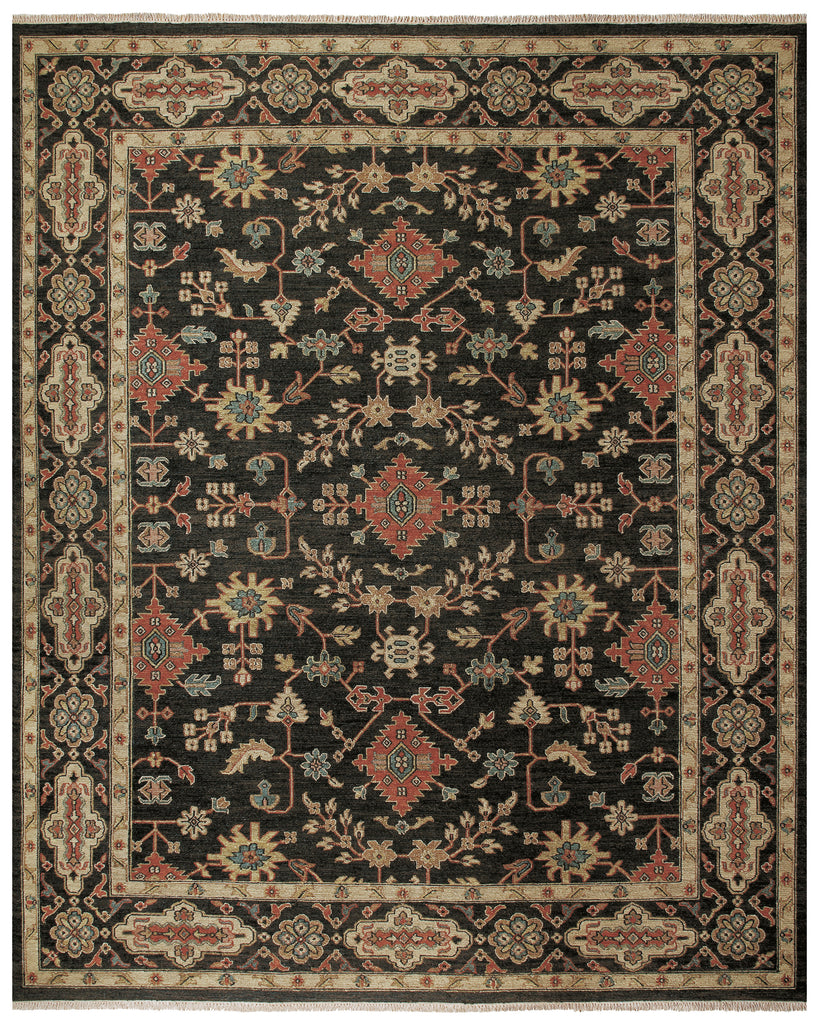 Goshen Traditional Persian Black Tan Ivory Area Rug (2' x 3')