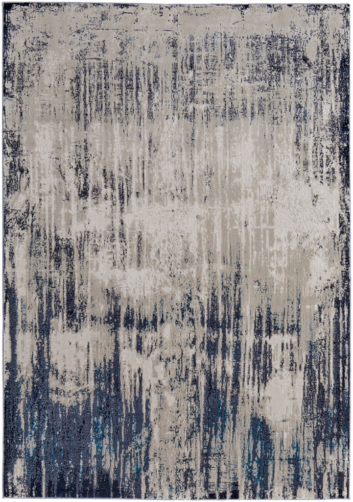 Indio Modern Abstract Tan Blue Ivory Area Rug (1'8" x 2'10")