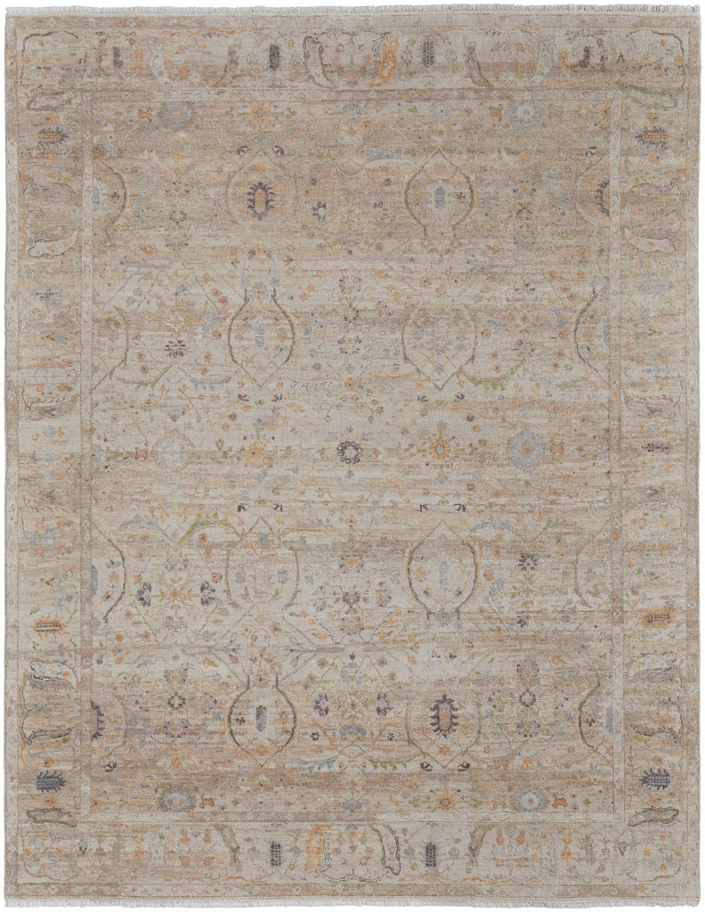 Rowen Transitional Floral Botanical Taupe Ivory Tan Area Rug (3' x 5')