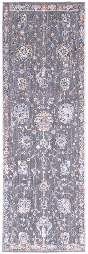 Thackery Transitional Oriental Gray Ivory Red Area Rug (2'7" x 7'10")