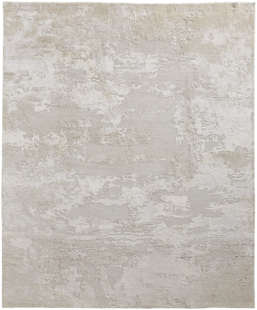 Gia Modern Distressed Taupe Ivory Gray Area Rug (7'9" x 9'9")