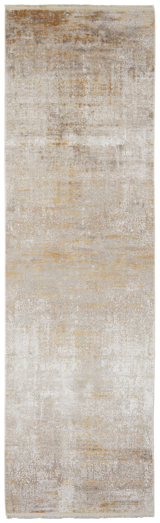 Cadiz Modern Abstract Taupe Ivory Gold Area Rug (3'1" x 10')