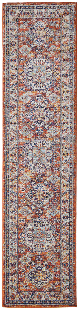 Bellini Transitional Medallion Red Orange Ivory Area Rug (2' x 10')