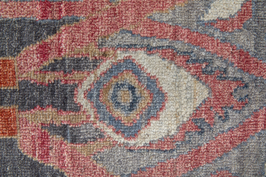 Rapsody Transitional Bordered Red Blue Tan Area Rug (7'9" x 9'9")