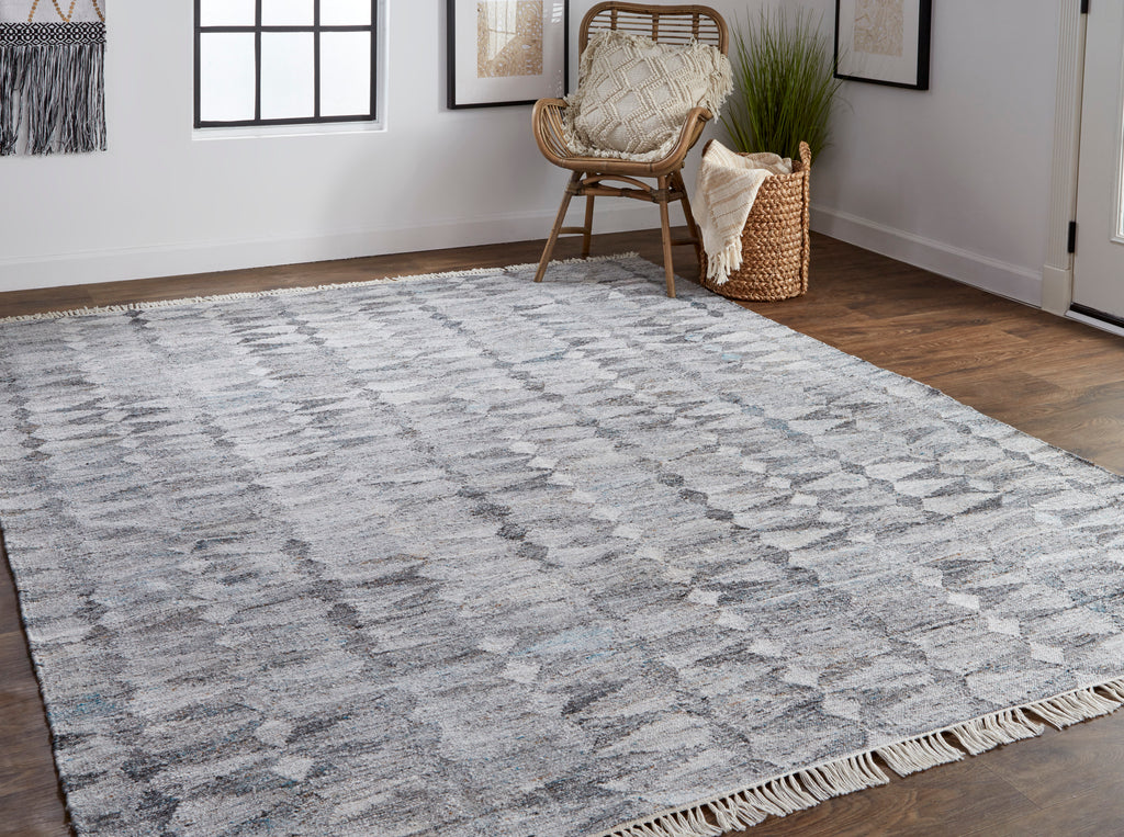 Beckett Transitional Moroccan Gray Silver Ivory Area Rug (5' x 8')