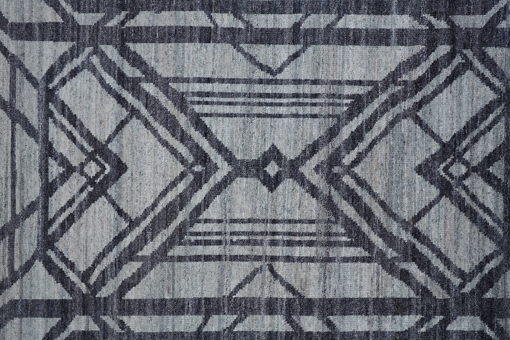 Vivien Modern Geometric Gray Blue Area Rug (8' x 10')