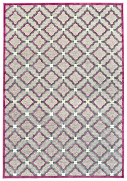 Saphir Rubus Modern Geometric Taupe Gray Purple Area Rug (2'6" x 8')