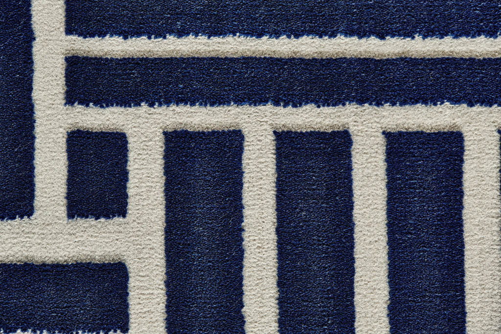 Gaspar Modern Stripes Blue White Area Rug (6'7" x 9'6")