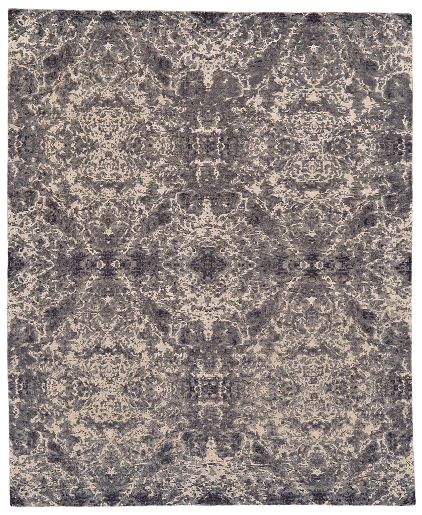 Adira Modern Abstract Gray Silver Ivory Area Rug (2' x 3')