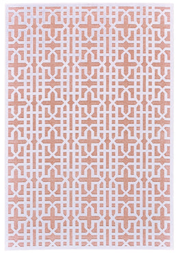 Soho Lyra Modern Geometric White Pink Area Rug (5'3" x 7'6" / Pattern 1)