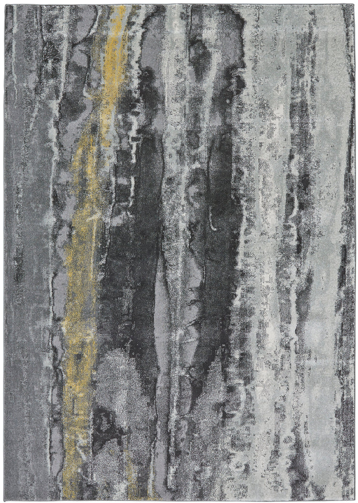 Bleecker Modern Abstract Gray Black Area Rug (8' x 11')