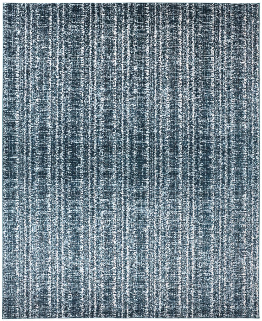 Remmy Transitional Solid Blue Ivory Area Rug (8' x 11')