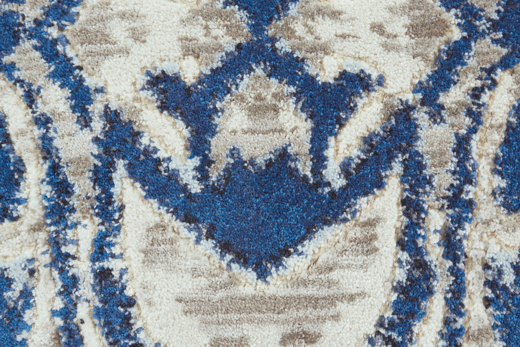 Milton Modern Abstract Blue Taupe Ivory Area Rug (5'3" x 7'6")