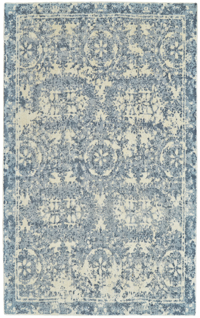 Dylan Modern Abstract Blue Ivory Area Rug (2' x 3')