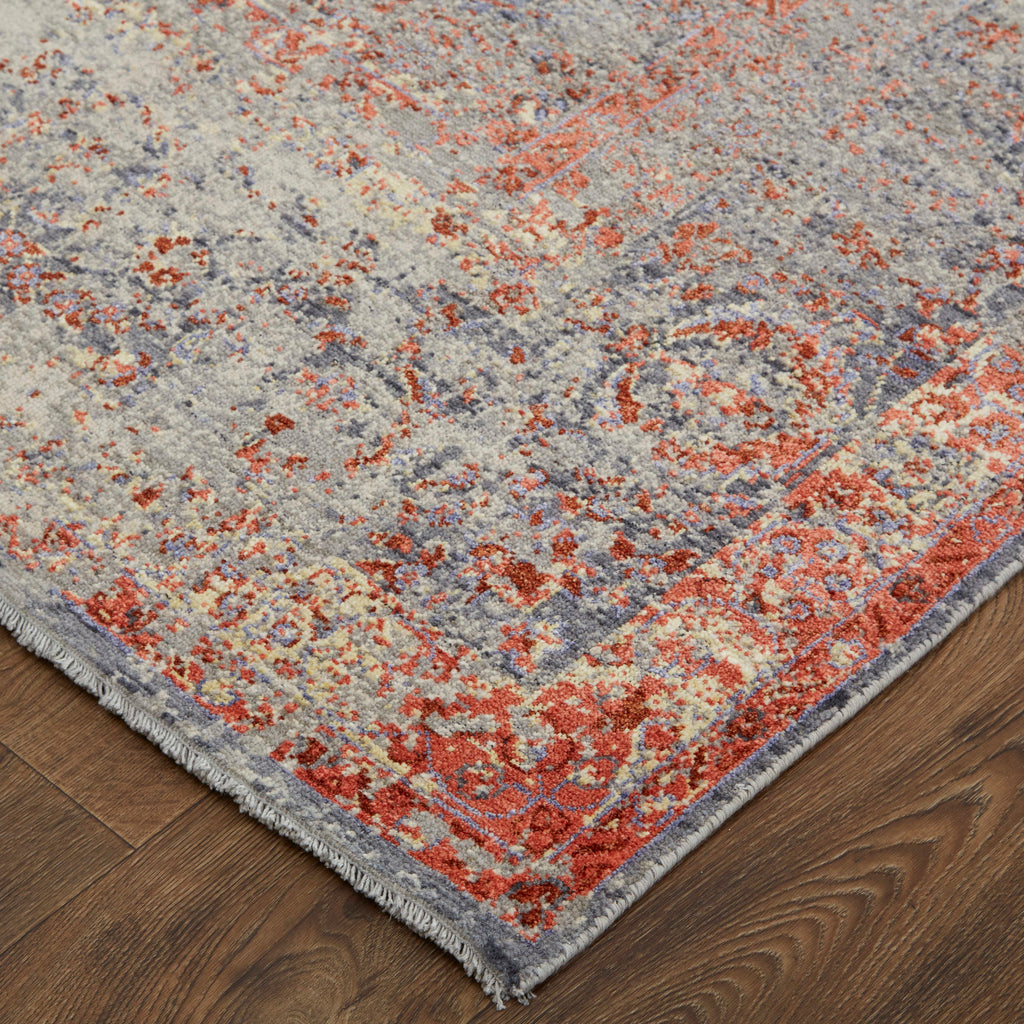 Edin Transitional Distressed Gray Taupe Red Area Rug (4' x 6')