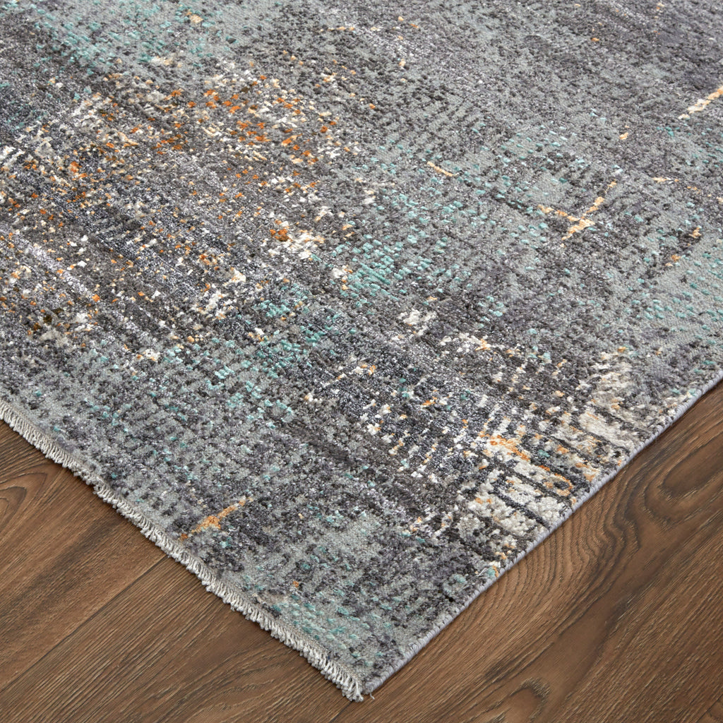 Edin Transitional Abstract Gray Green Taupe Area Rug (7'9" x 9'9")