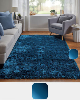 Indochine Modern Solid Blue Green Area Rug (10' x 10')