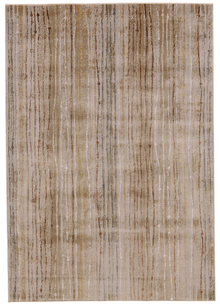 Cannes Transitional Stripes Tan Gray Brown Area Rug (8' x 11')