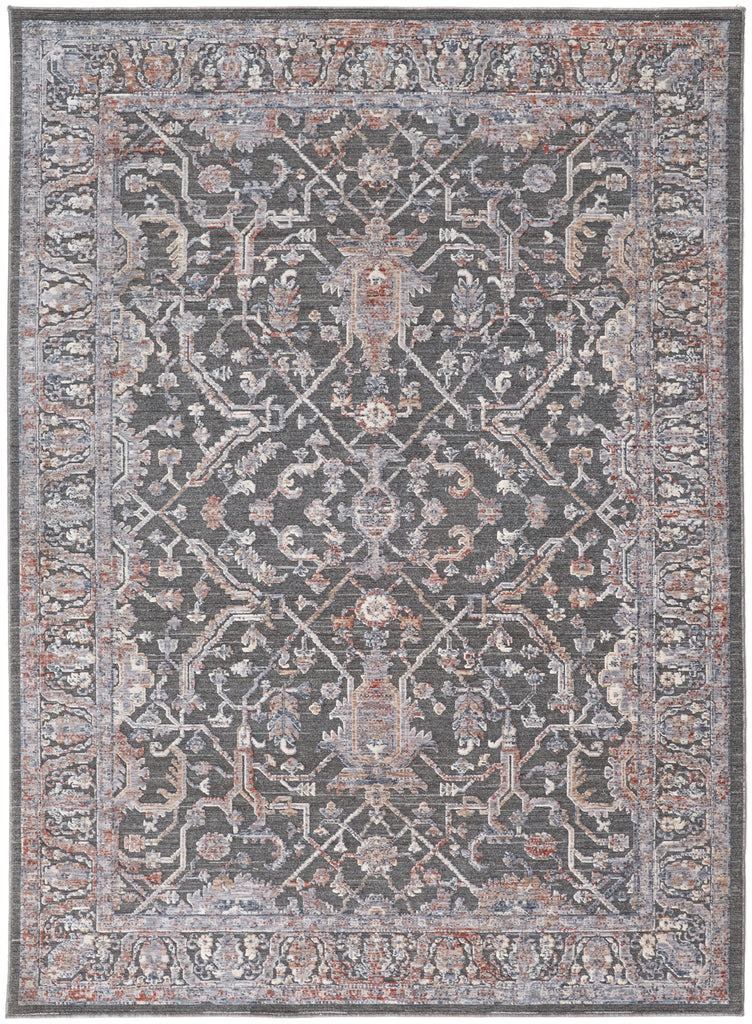 Thackery Transitional Oriental Gray Taupe Pink Area Rug (5' x 6'10")