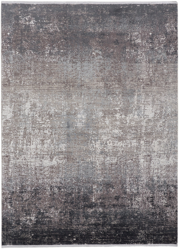 Cadiz Modern Abstract Gray Black Silver Area Rug (13' x 20')